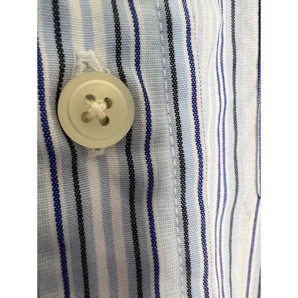Gap Relaxed Fit Button Down Shirt Mens Medium Blue Striped Long Sleeve - Picture 5 of 8
